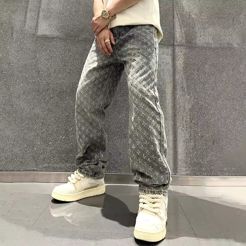 JACQUARD DENIM JEANS